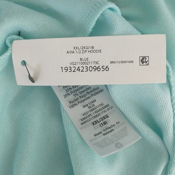 Avia 1/2 Zip Hoodie Jacket Women's Sz XXL Blue Long Sleeve  Sweatshirt Pullover - Picture 2 of 12